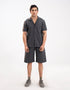 TEXTURED STRIPED-COTTON SHORTS